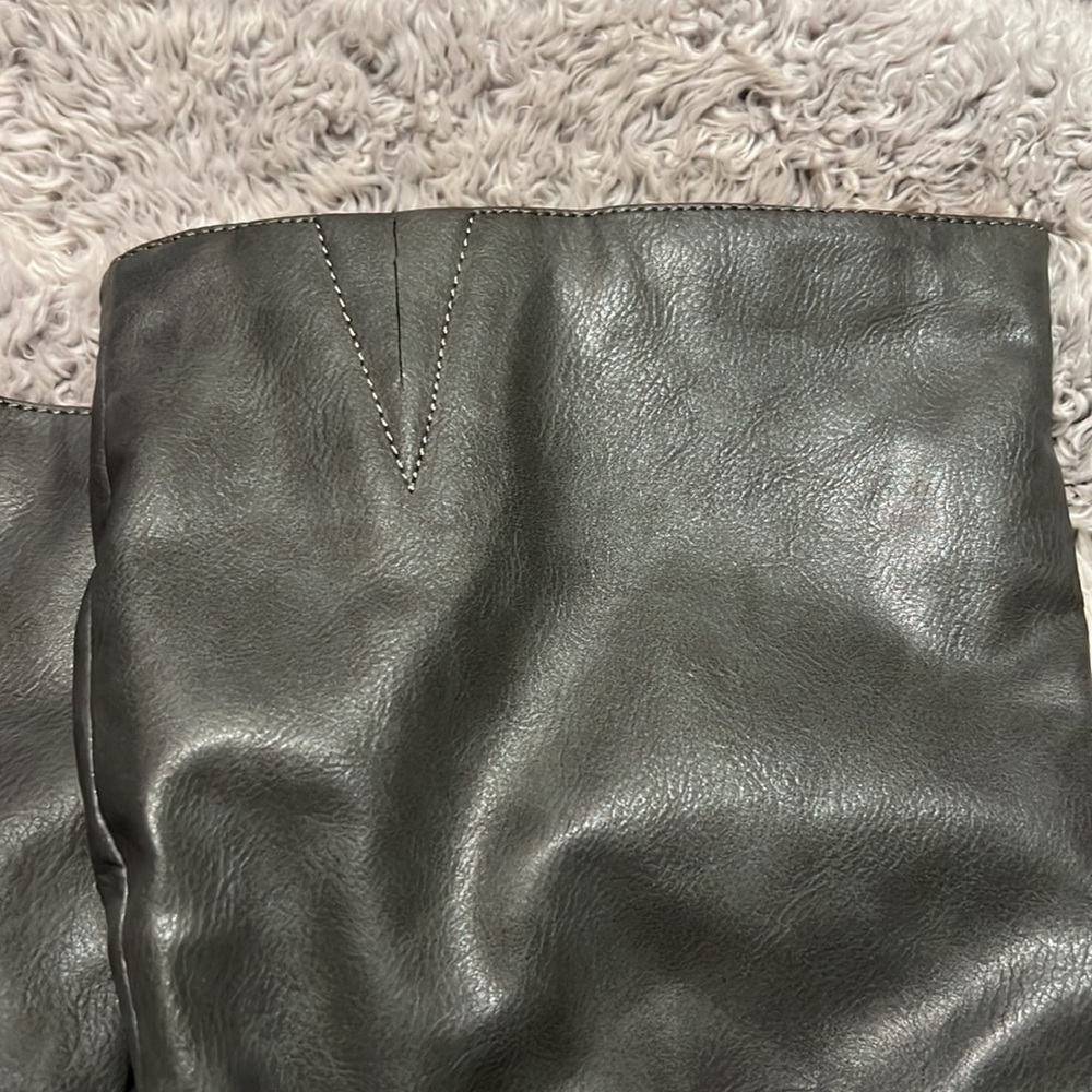 Womens wedge boots. Gray size 5.5 with cute buckles on the side. - Picture 5 of 9